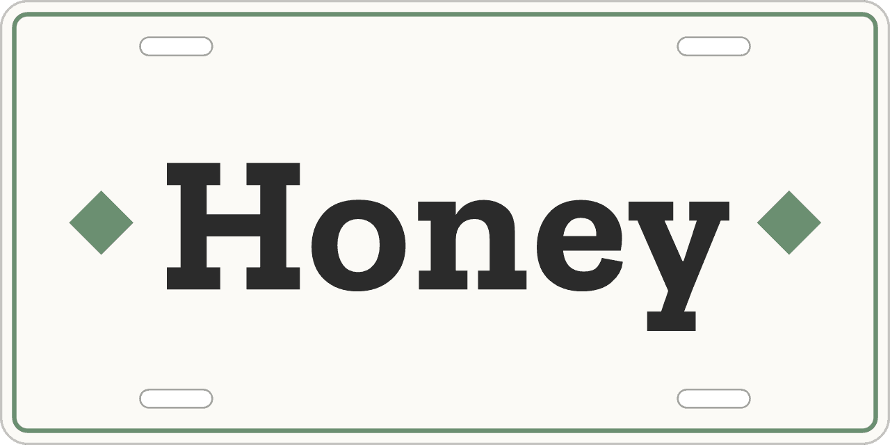 Diamonds: a stall sign reading Honey