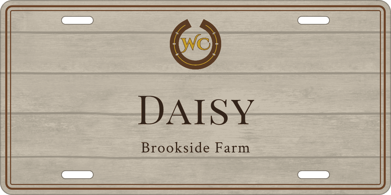 Whitewashed Barnwood stall sign, with your farm’s logo