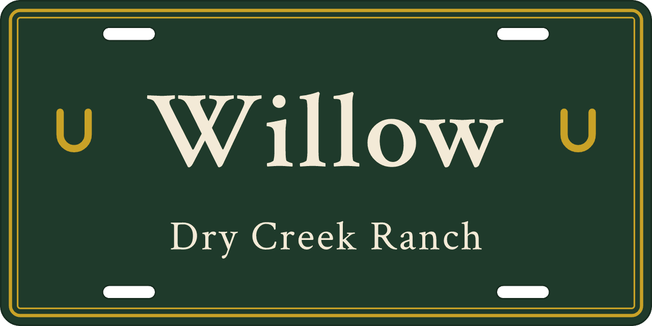 Classic Green stall sign, name between ornaments