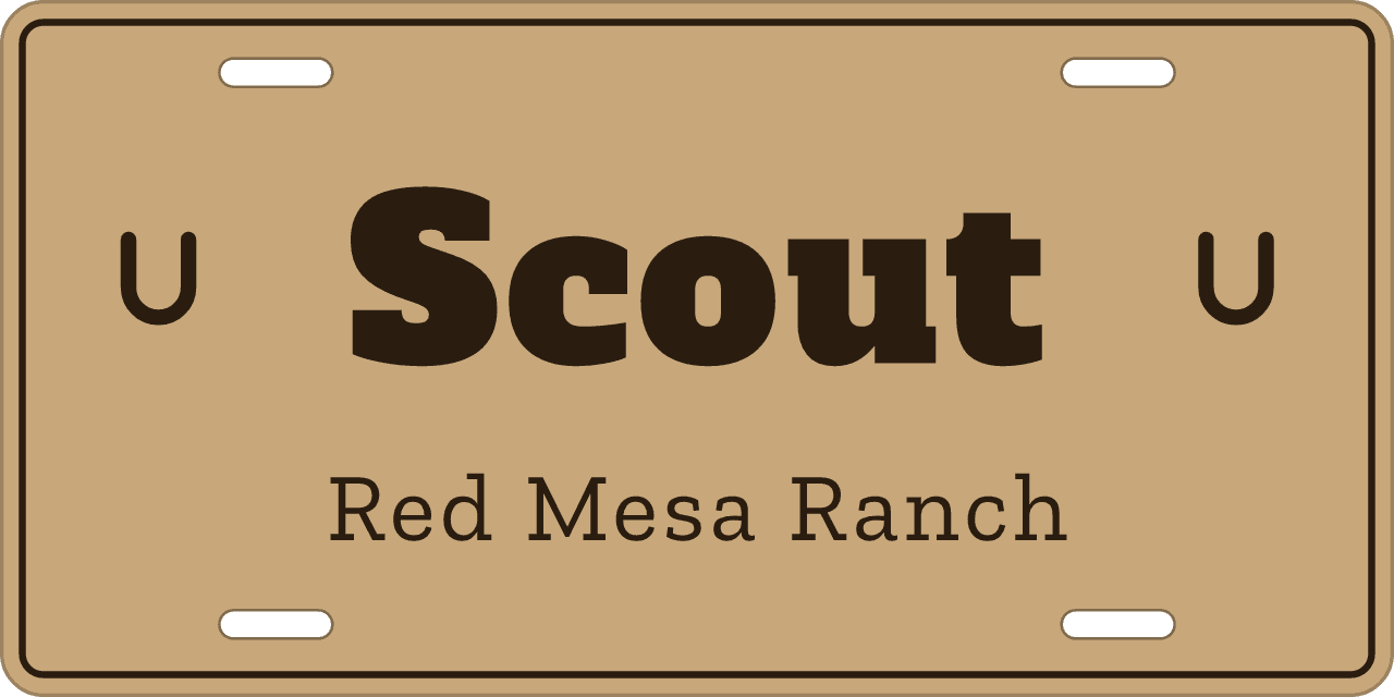 Kraft stall sign, name between ornaments