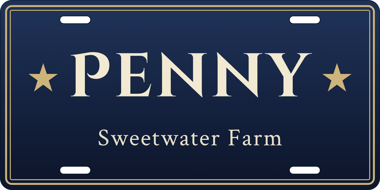 Midnight Blue stall sign, name between ornaments
